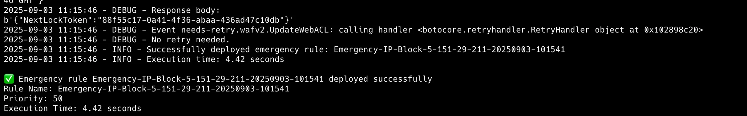 Emergency Block Response Time