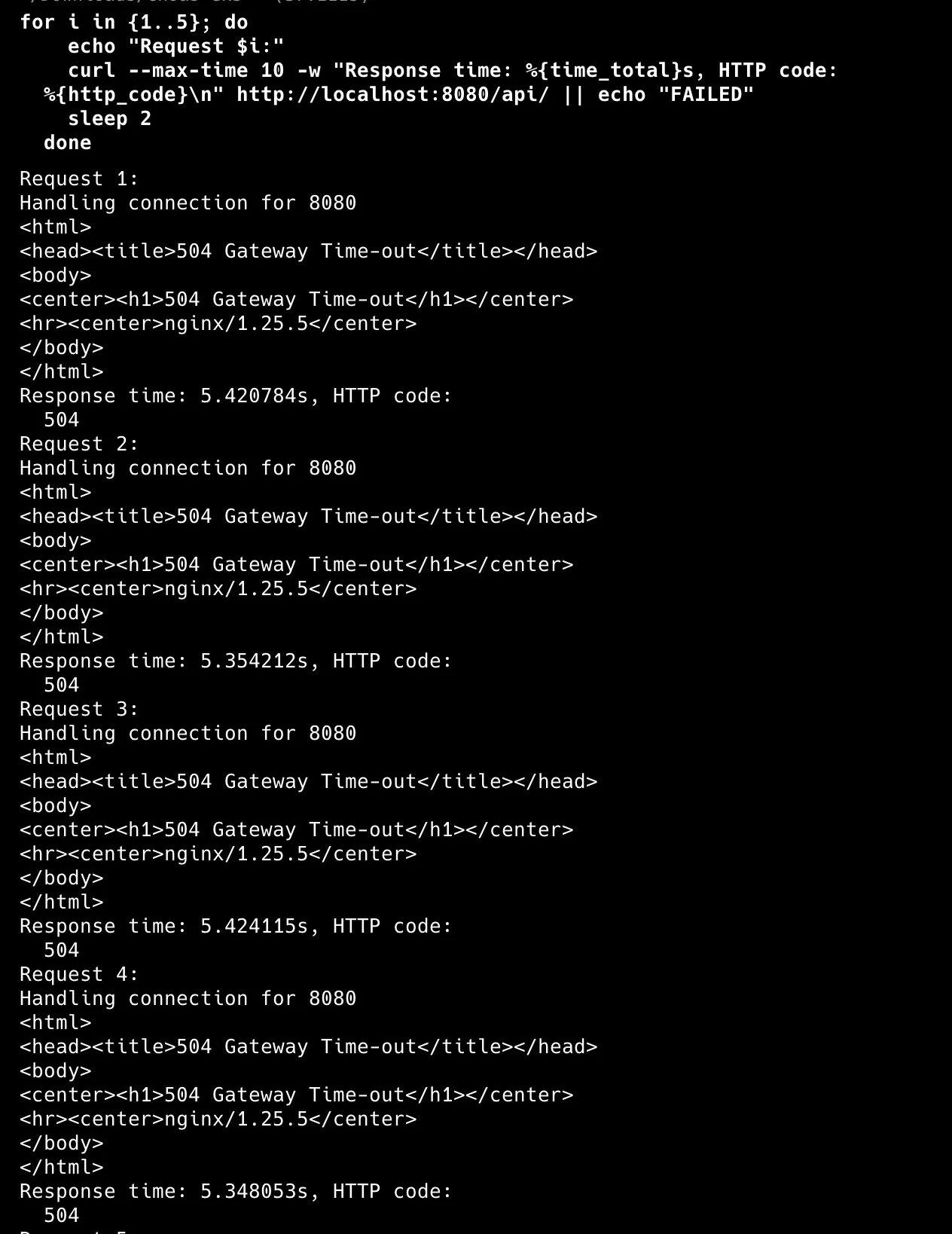 Complete application failure during database partition experiment