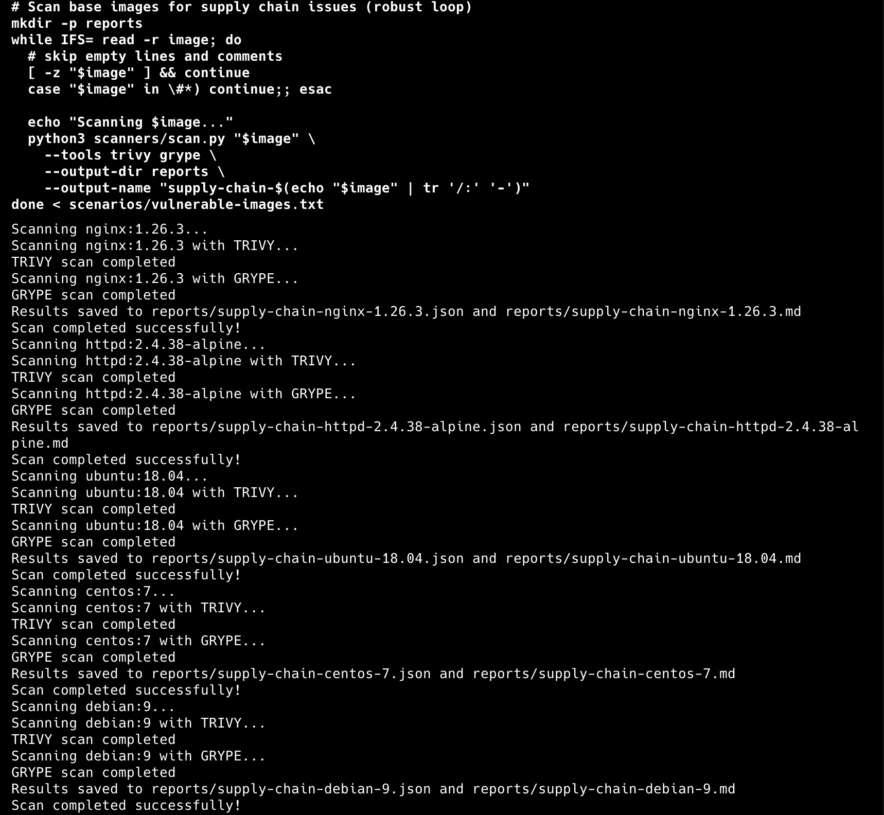 Supply Chain Scan Progress